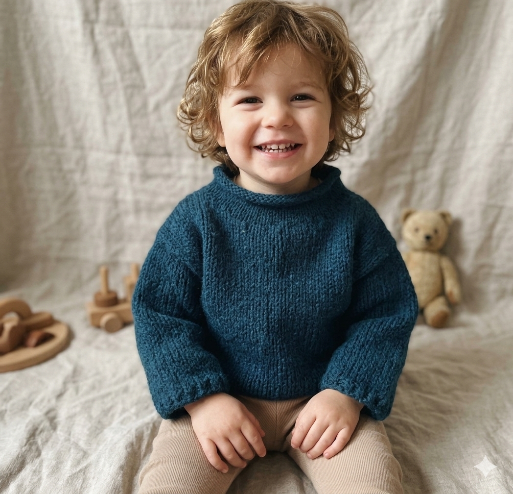 Navy Blue Angora & Merino kids Sweater