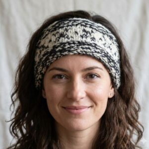 White-Black Angora & Merino Headband