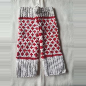 White-Red Merino Leg Warmers