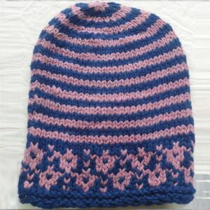 Blue-Pink Long Angora Cap