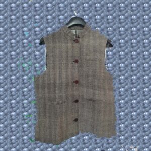 Gray Merino Linen Sleeveless Jacket
