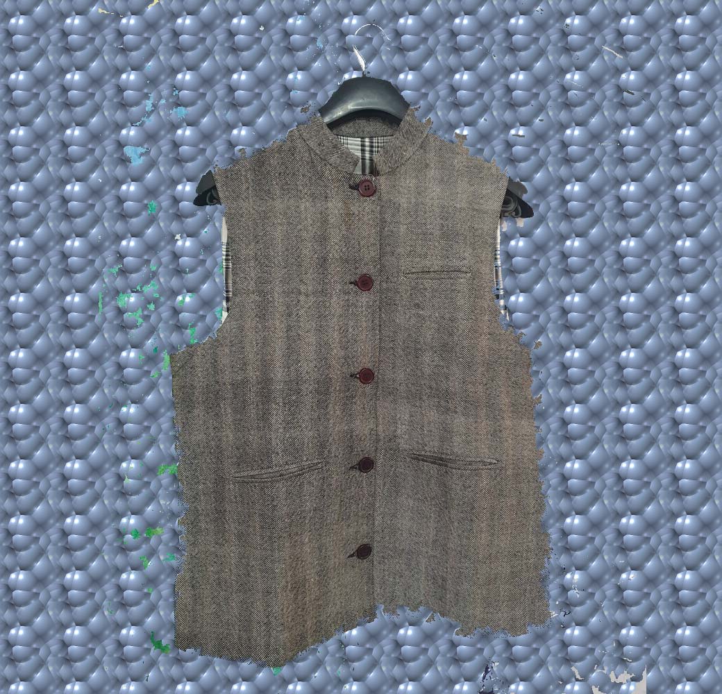 Gray Merino Linen Sleeveless Jacket