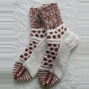 Brown-White Angora Ankle Socks
