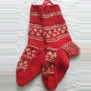 Red-Beige Merino Socks