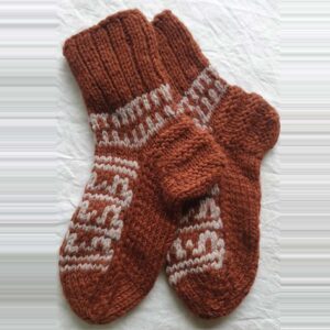 Brown-White Angora & Merino Ankle Socks