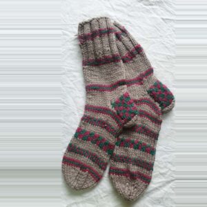 Brown-Red Angora & Merino Long Socks