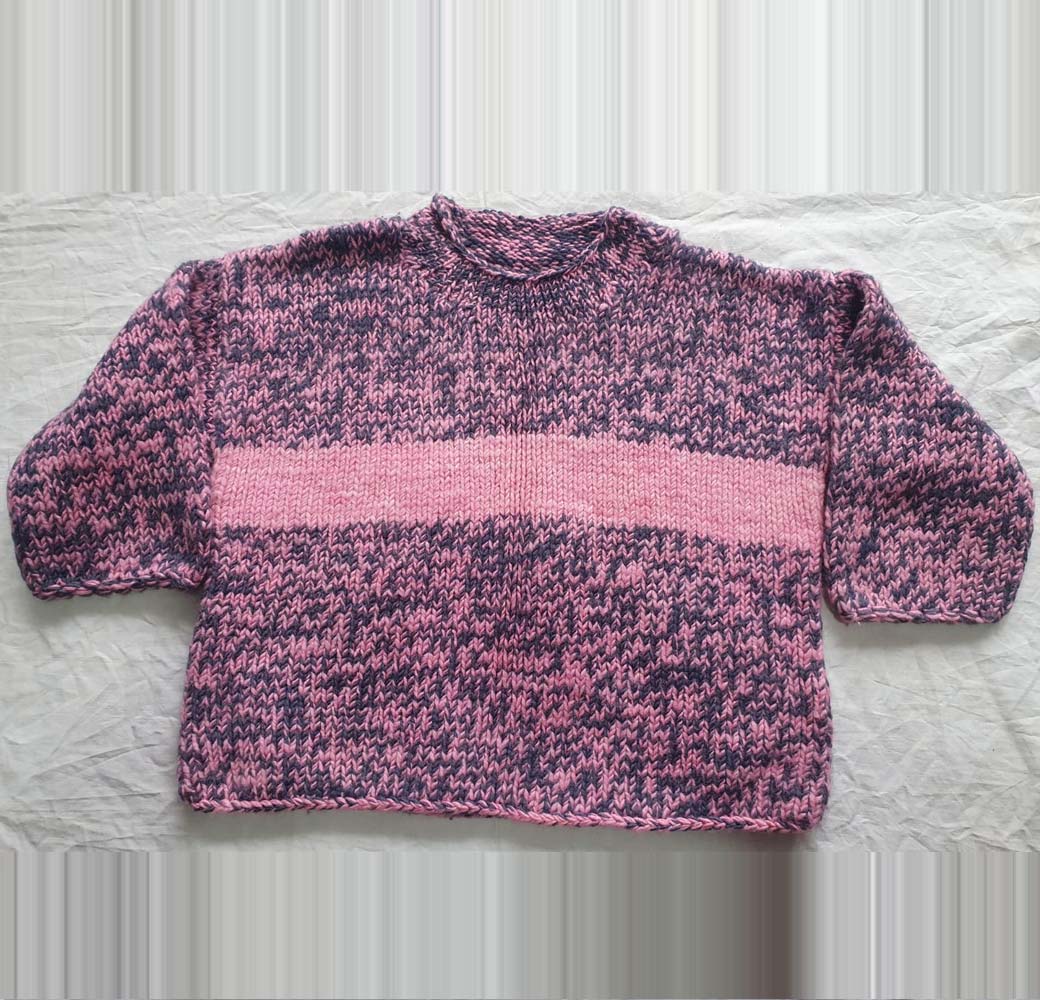 Pink-Black Merino Kids Cardigan