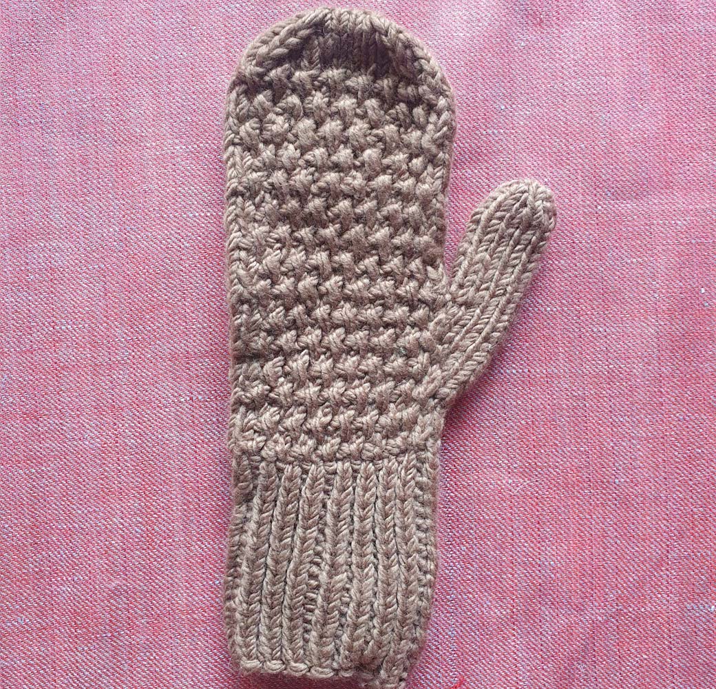 Beige Merino Mitten Gloves - Image 2