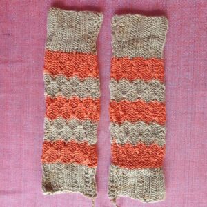Beige-Orange Lamb Wool Leg Warmers