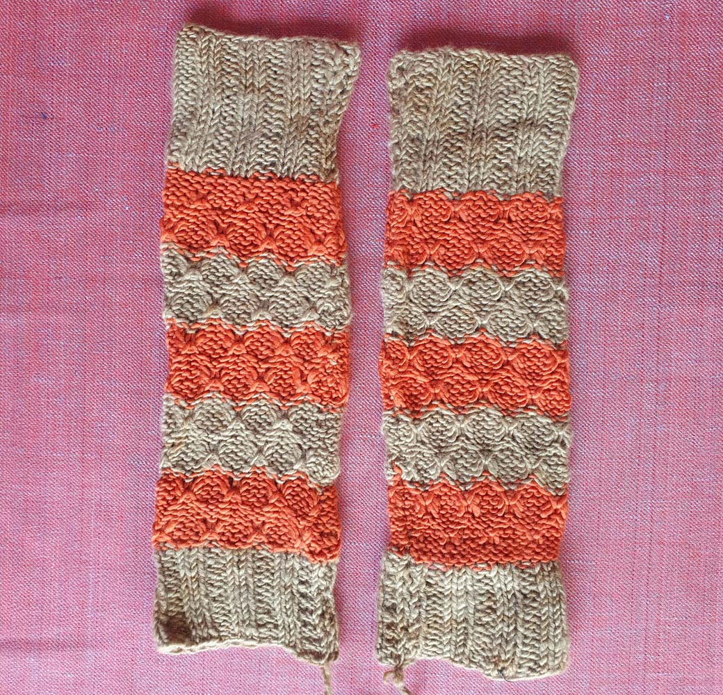 Beige-Orange Lamb Wool Leg Warmers
