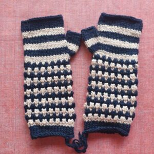 Blue-White Merino Long Gloves