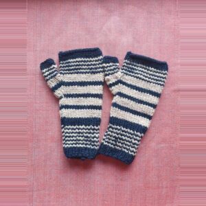 Merino Long Gloves-Blue White