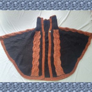 Black-Orange Merino Poncho