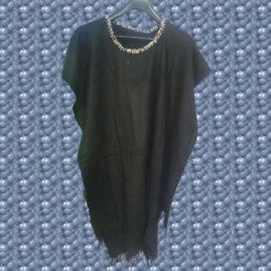 Merino Poncho Black Colour