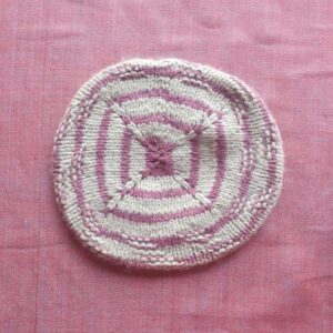 White-Pink Angora Merino Beret Cap