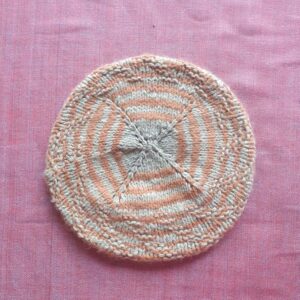 Orange-Beige Merino Beret Cap
