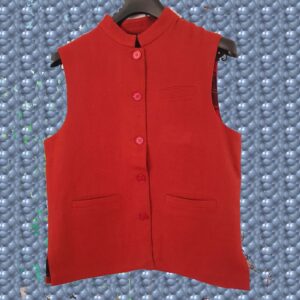 Red Merino Sleeveless Jacket