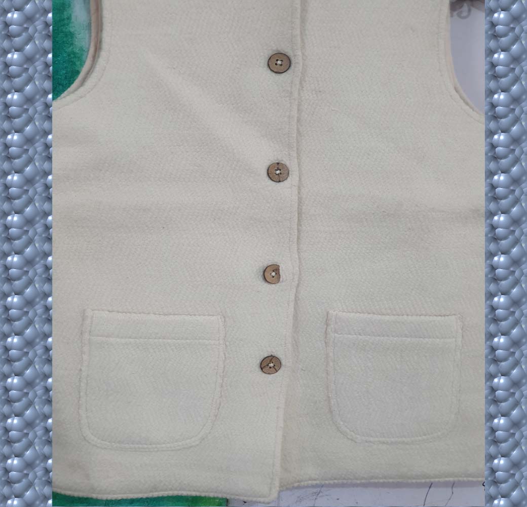 White Merino Sleeveless Jacket - Image 2