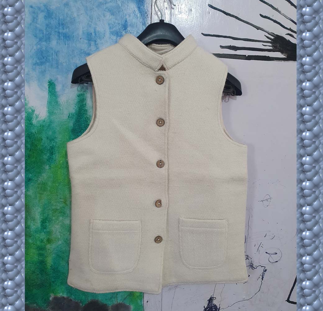 White Merino Sleeveless Jacket