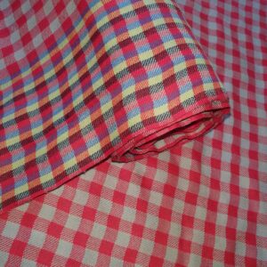 Vibrant Red Multi-Checked Material Fabric