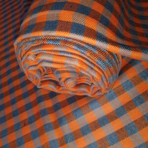 Slate & Tangerine Checked Fabric