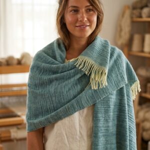 Handwoven cashmere wool stole handmade in Kullu by Kullu Karishma