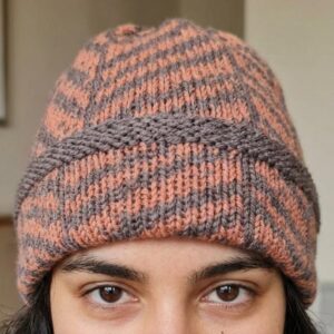 Brown & Light Brown Merino Fold Cap