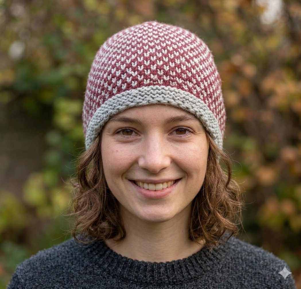 Maroon & Gray Merino Cap
