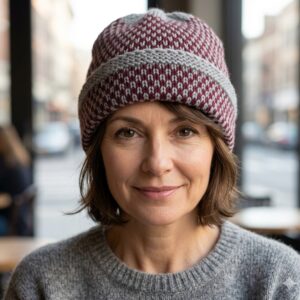 Gray & Maroon Merino Cap