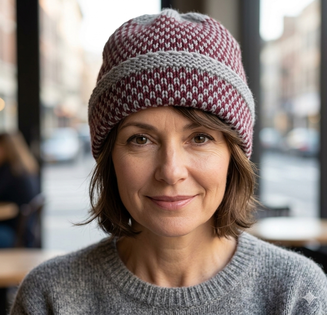 Gray & Maroon Merino Cap